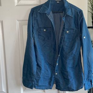 PER SE denim button down shirt.